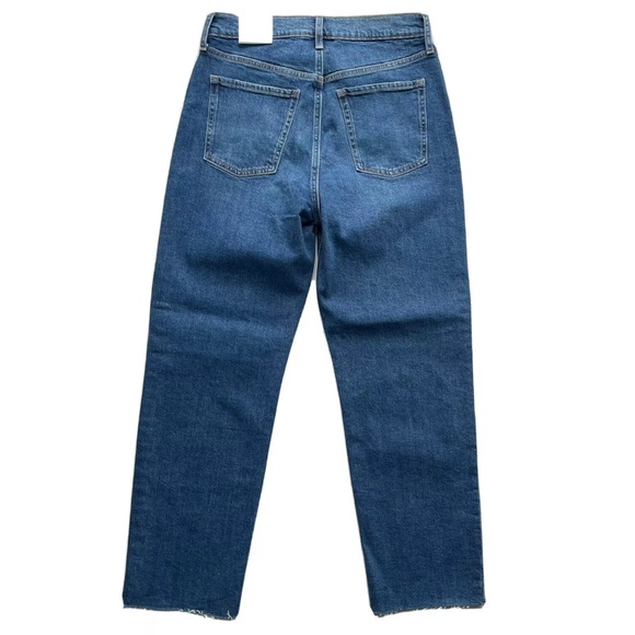 Old Navy Size 8 Extra High Rise Sky-Hi Straight Raw-Hem Ankle Jeans Button Fly - Picture 6 of 10